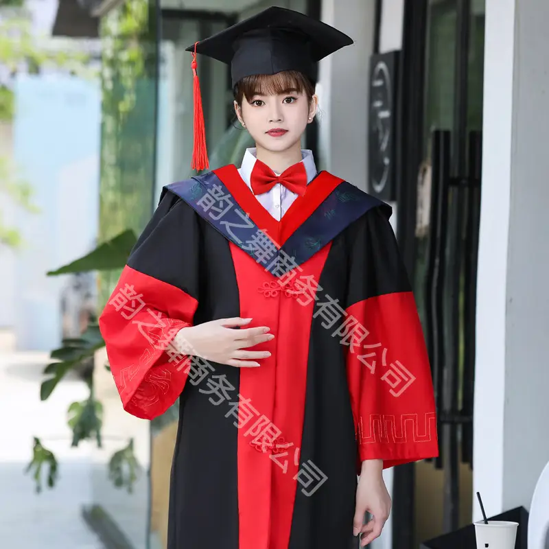Graduation Gown Red Black Doctor's Dress - Image 3