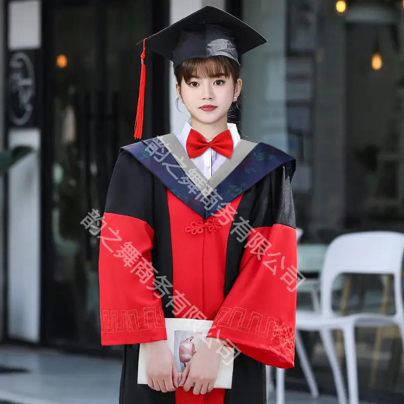 Graduation Gown Red Black Doctor's Dress - Image 4