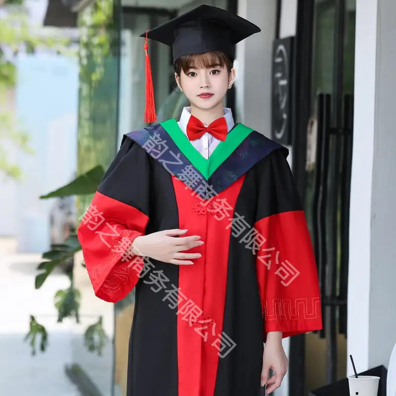 Graduation Gown Red Black Doctor's Dress - Image 6