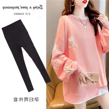 2022 Women Sweatshirt Set Beige High Collar Pants — feature 14