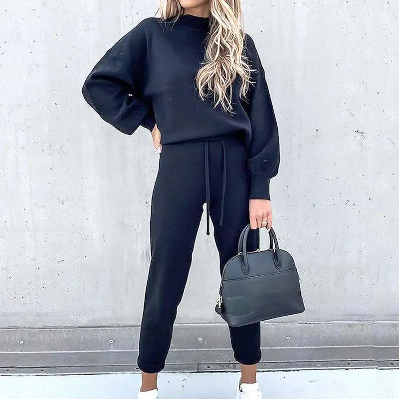 2022 Women Sweatshirt Set Beige High Collar Pants — feature 39