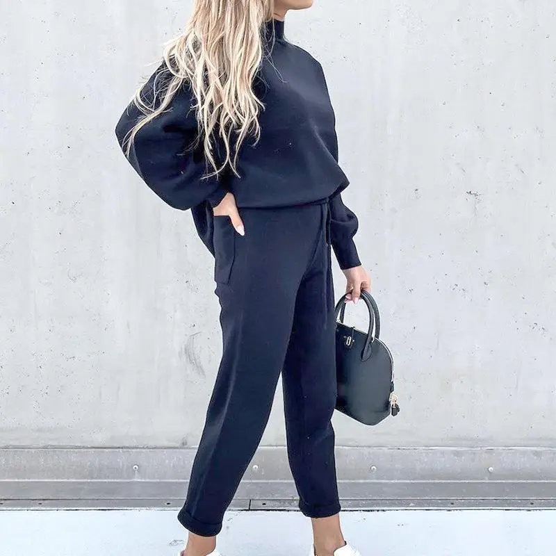 2022 Women Sweatshirt Set Beige High Collar Pants — feature 42