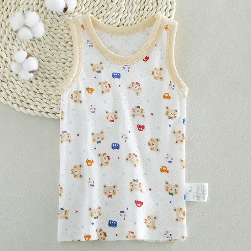 Japanese Style Boys Vest Sleeveless Cartoon Mesh Top