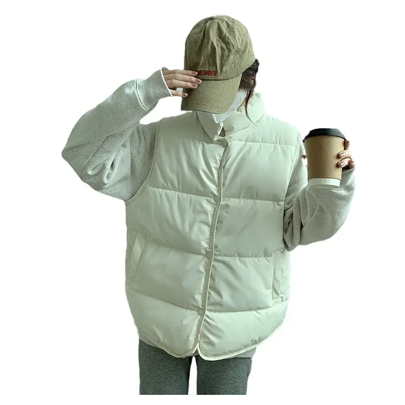 Women's Cotton Puffer Vest Brown Large Size - Image 6