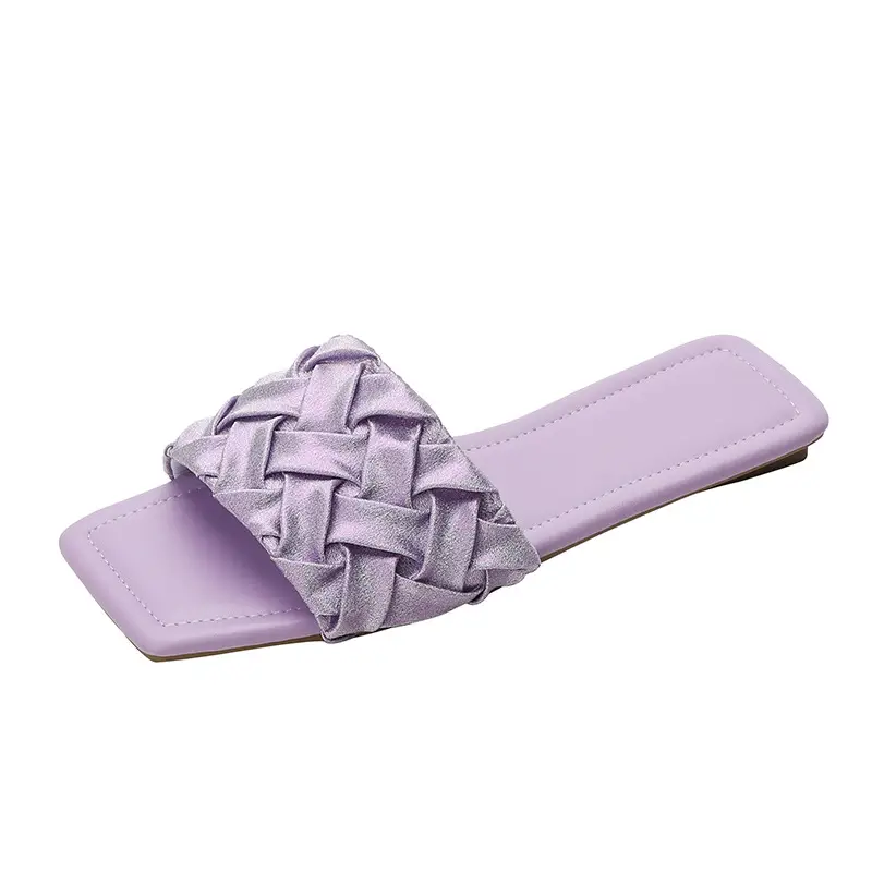 Women's Purple French Woven Slip-On Sandals
