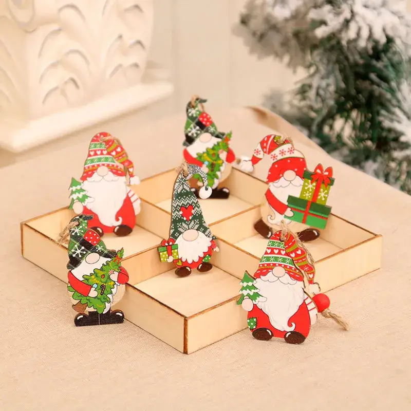 Christmas Wooden Faceless Pendants Set of 12 - Image 2