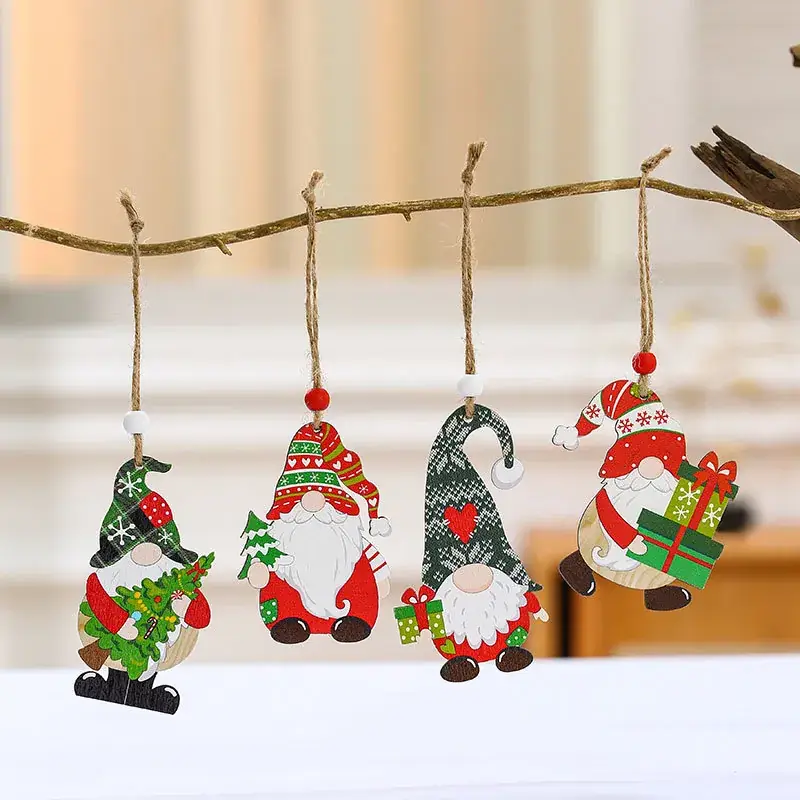 Christmas Wooden Faceless Pendants Set of 12 - Image 3