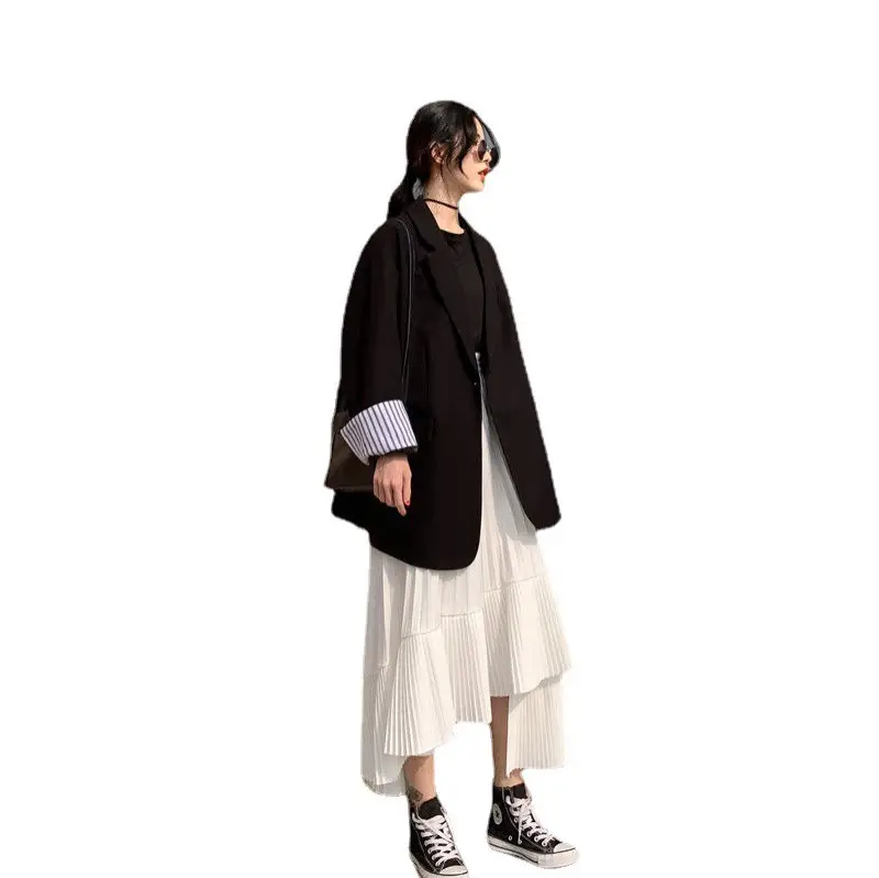 Black Pleated Chiffon Skirt Women Spring 2023 Large Swing - Image 7