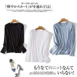 Women V-Neck T-Shirt Mercerized Cotton Grey — feature 8