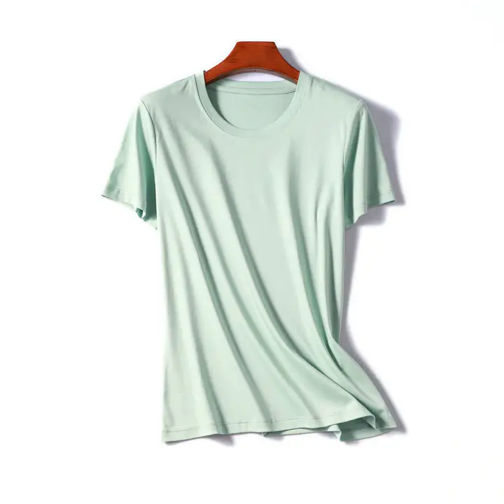 Women V-Neck T-Shirt Mercerized Cotton Grey