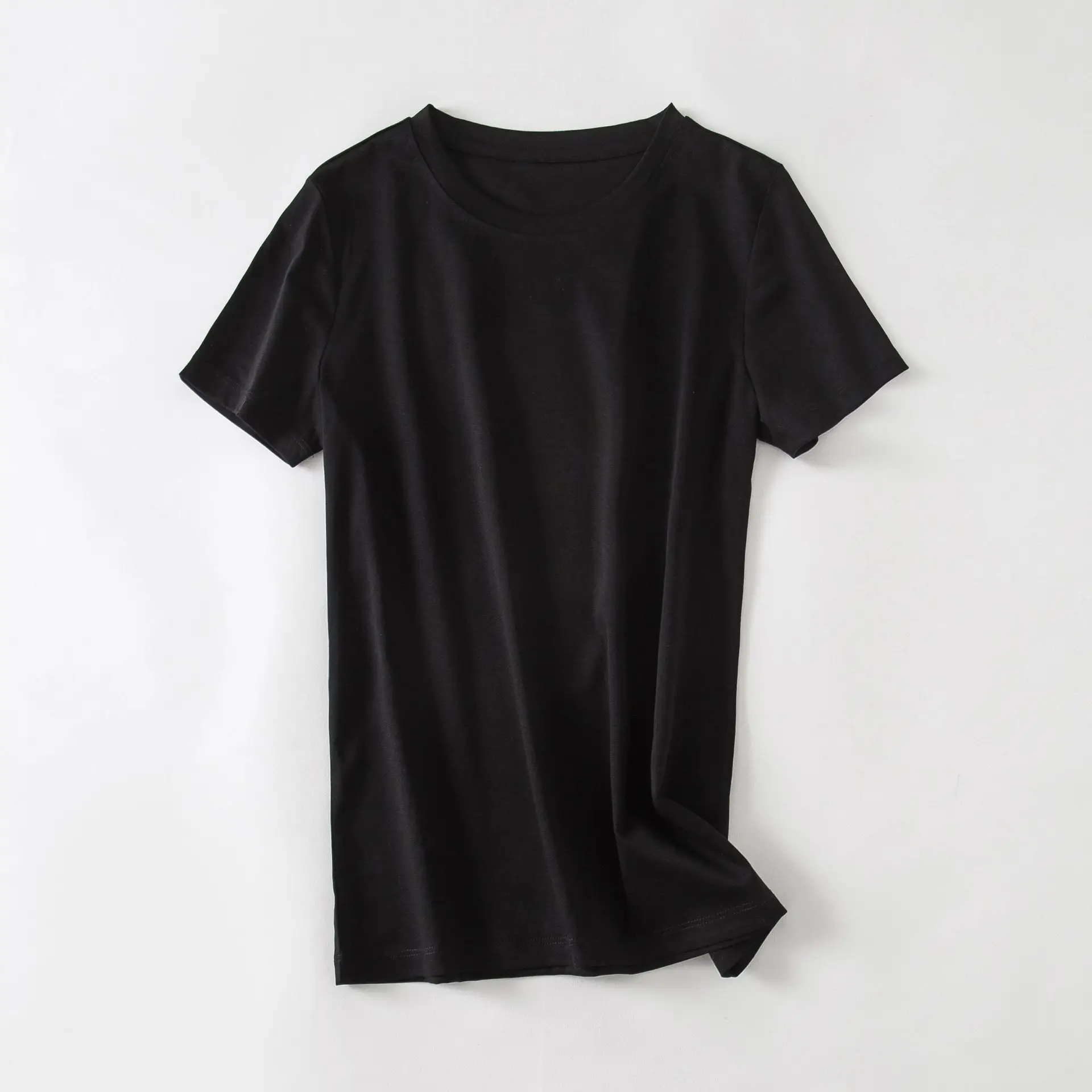 Women V-Neck T-Shirt Mercerized Cotton Grey