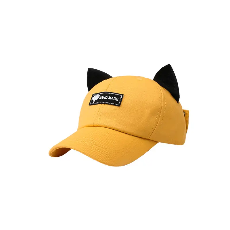 Cat Ears Aviator Sunscreen Cap Men Yellow - Image 23