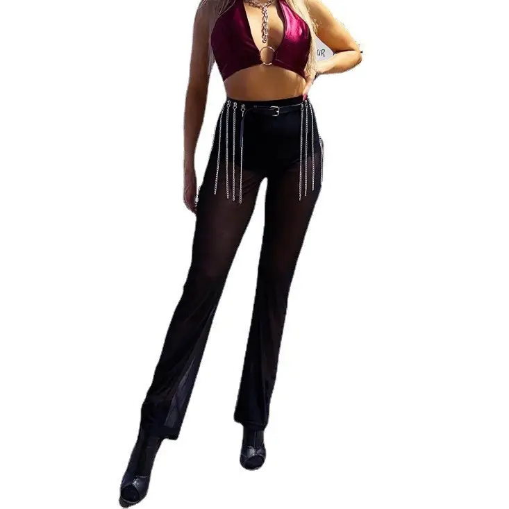 European American Cross Border Sexy Transparent Wide Leg Pants - Image 9