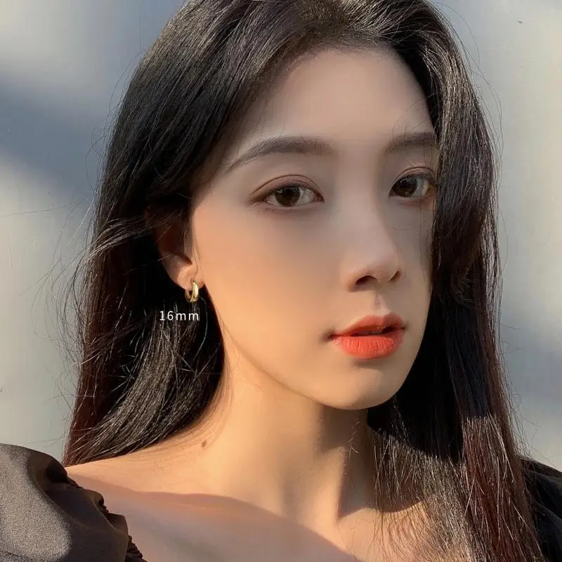 Bold Hoop Earrings for Women, Hong Kong Style, Suitable for Round Faces, Light Luxury, Trendy, Simple, Versatile, Elegant Silver Earrings, S925 Sterling Silver