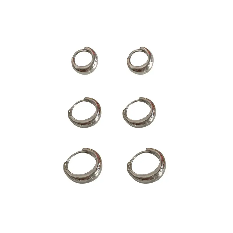 Bold Hoop Earrings for Women, Hong Kong Style, Suitable for Round Faces, Light Luxury, Trendy, Simple, Versatile, Elegant Silver Earrings, S925 Sterling Silver