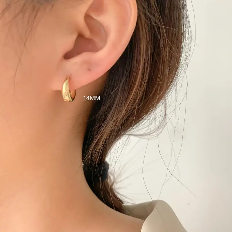 Bold Hoop Earrings for Women, Hong Kong Style, Suitable for Round Faces, Light Luxury, Trendy, Simple, Versatile, Elegant Silver Earrings, S925 Sterling Silver