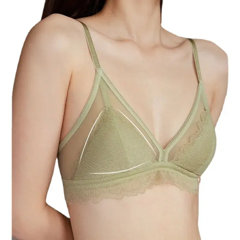 100 Silk Lace Bra Triangle Cup Summer Thin - Image 9