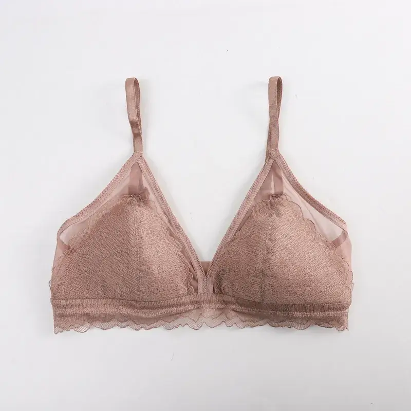 100 Silk Lace Bra Triangle Cup Summer Thin - Image 2