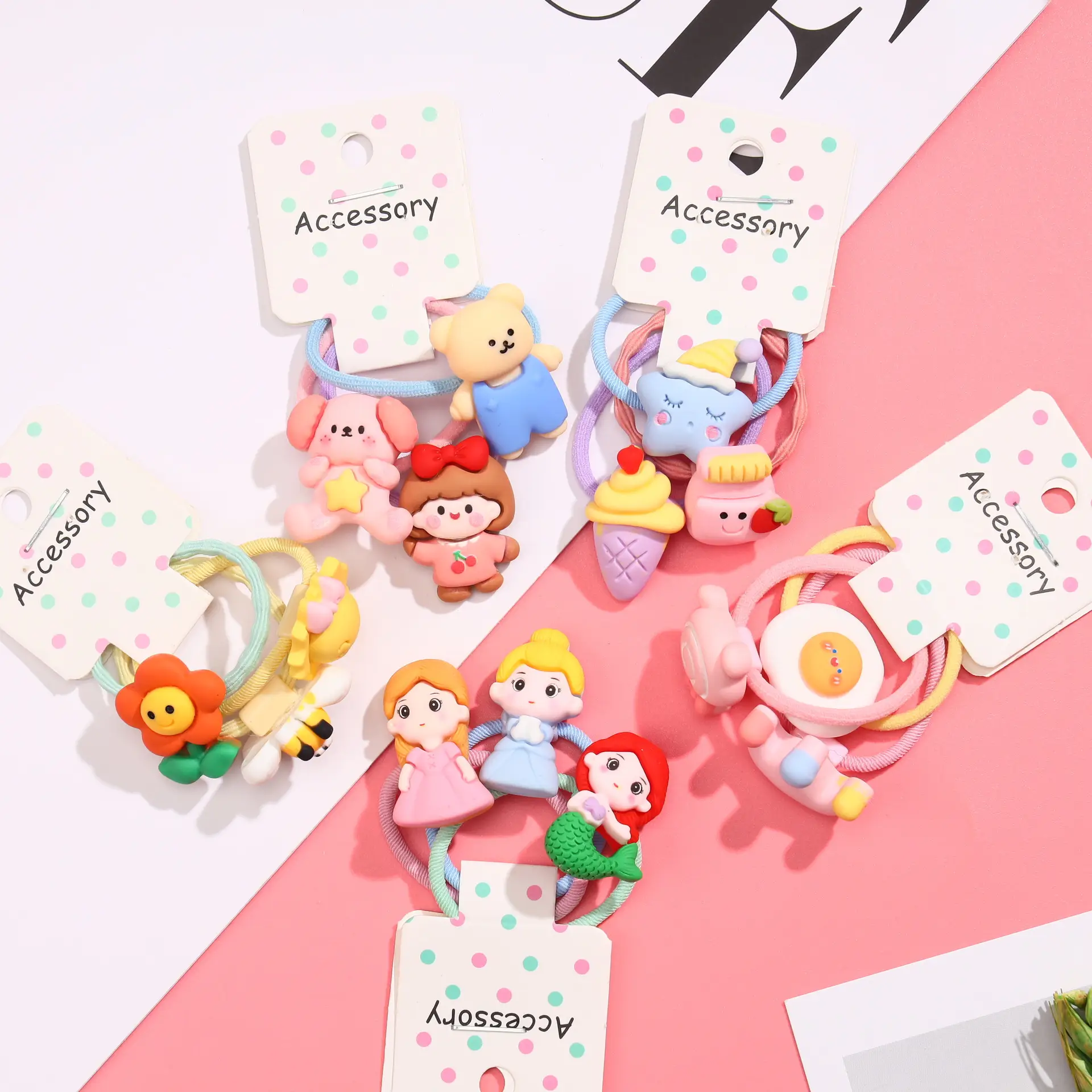 New Kids Hair Ring Candy Color Cartoon Sweet Cute