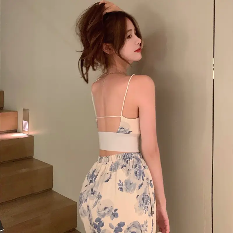 2022 Summer Women's Blue Floral Two-Piece Suit - Image 8