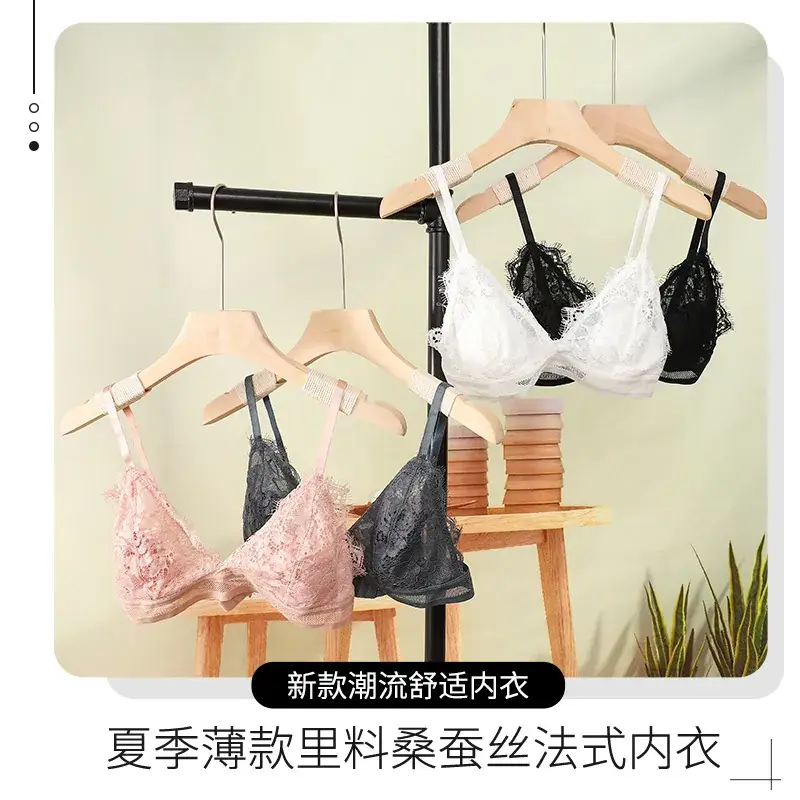 White Real Silk Triangle Cup Bra Summer Thin Lint - Image 7