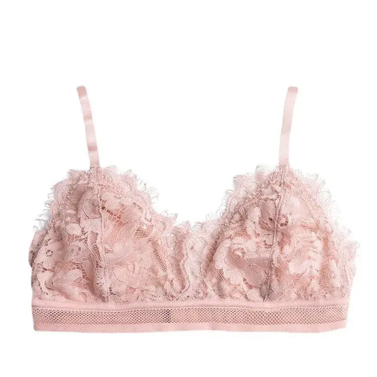 White Real Silk Triangle Cup Bra Summer Thin Lint - Image 9