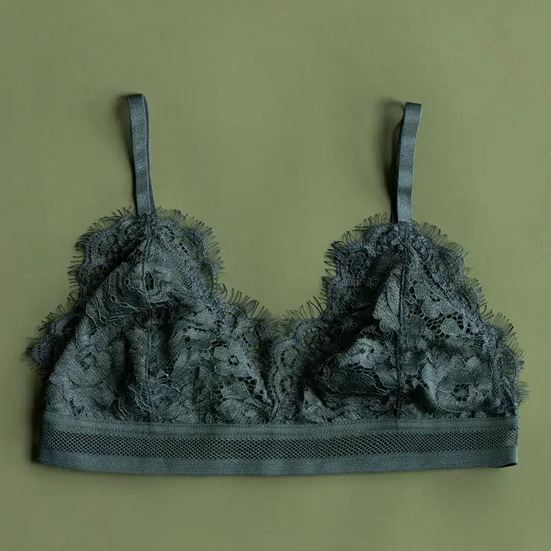 White Real Silk Triangle Cup Bra Summer Thin Lint - Image 3