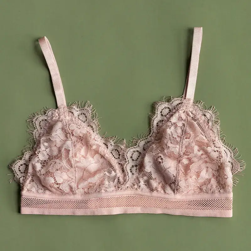 White Real Silk Triangle Cup Bra Summer Thin Lint - Image 4
