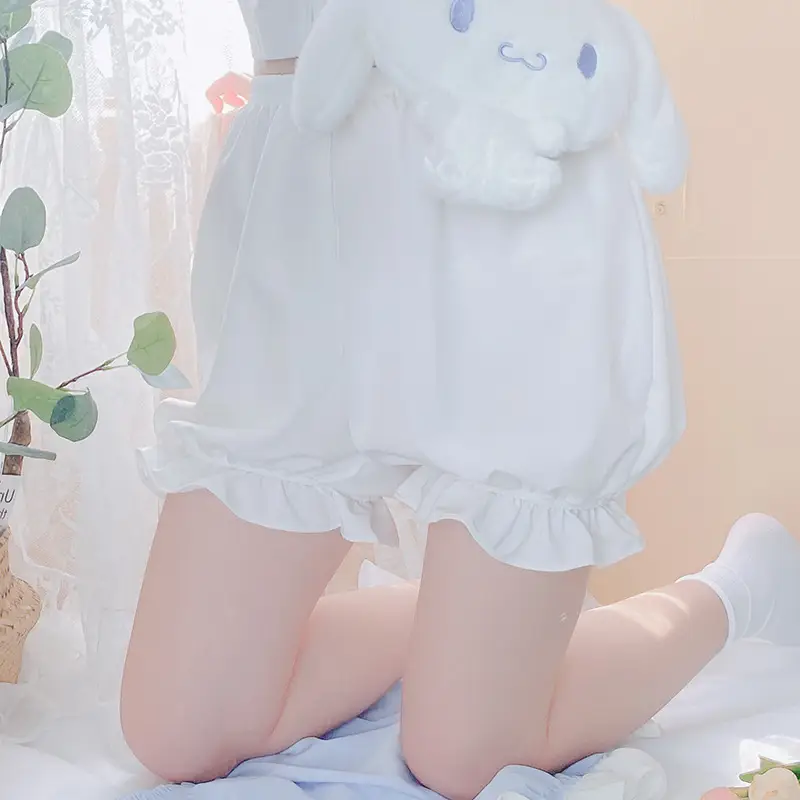 Women's Blue Ruffled Shorts with Cute Toy Pouch - Image 6