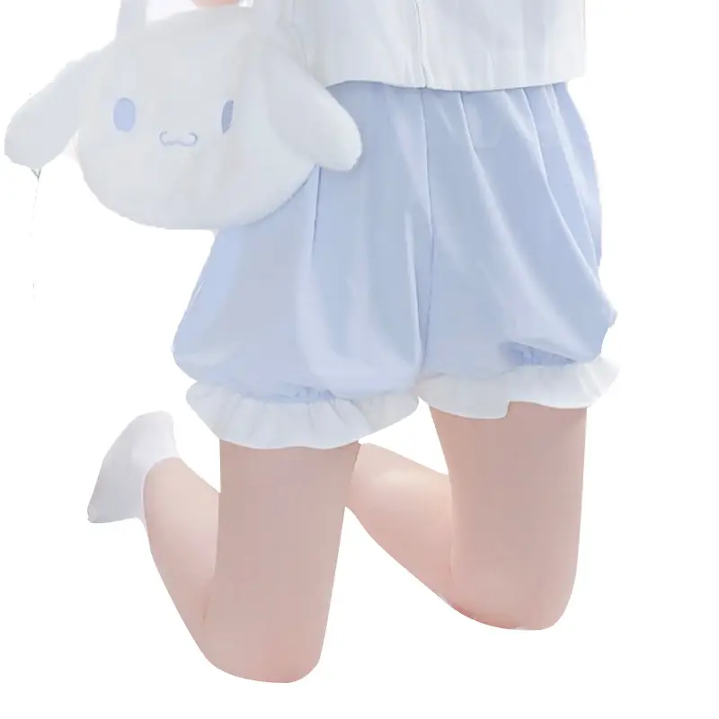 Women's Blue Ruffled Shorts with Cute Toy Pouch - Image 8