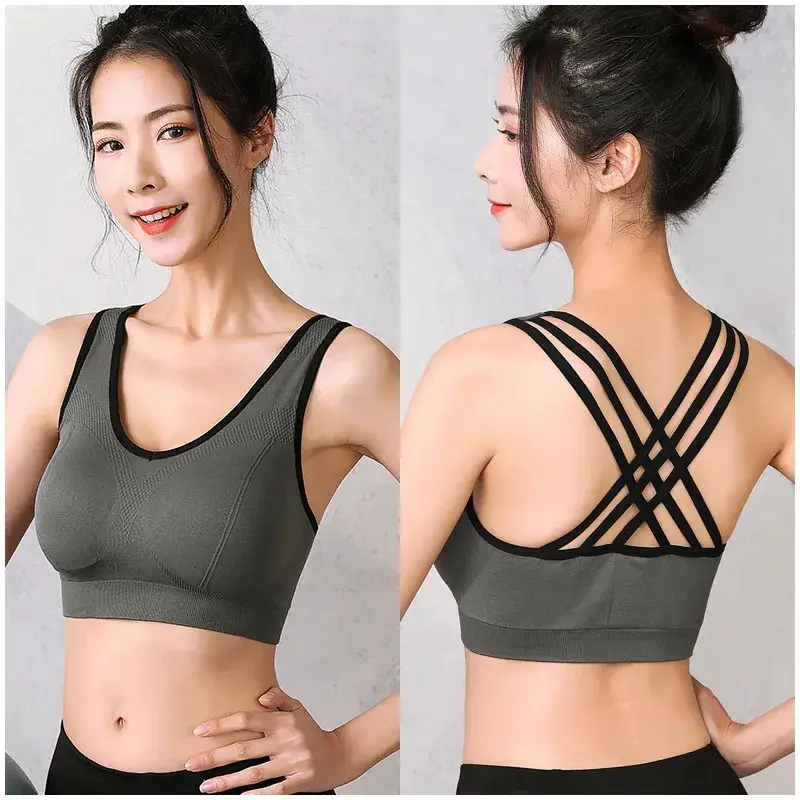 Women's White Cross Back Yoga Bra with Shockproof Support