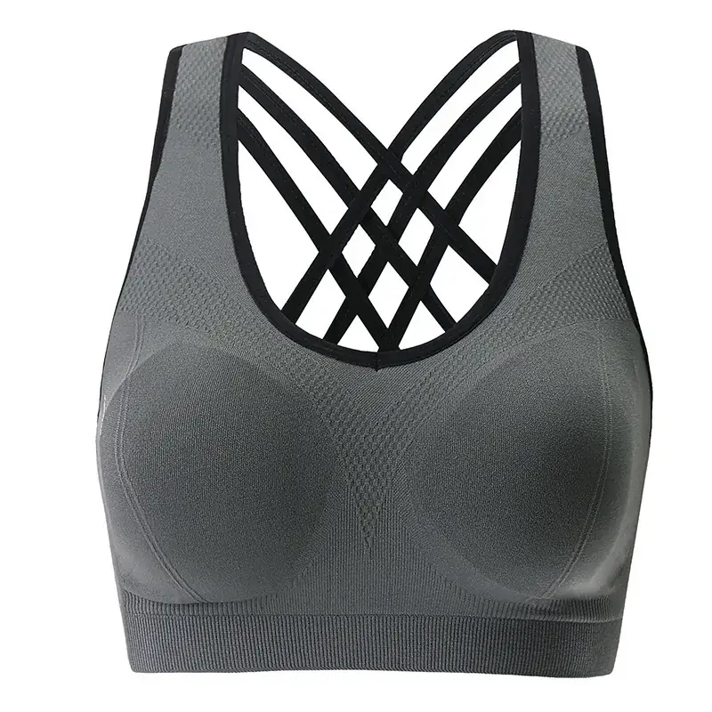 Women's White Cross Back Yoga Bra with Shockproof Support
