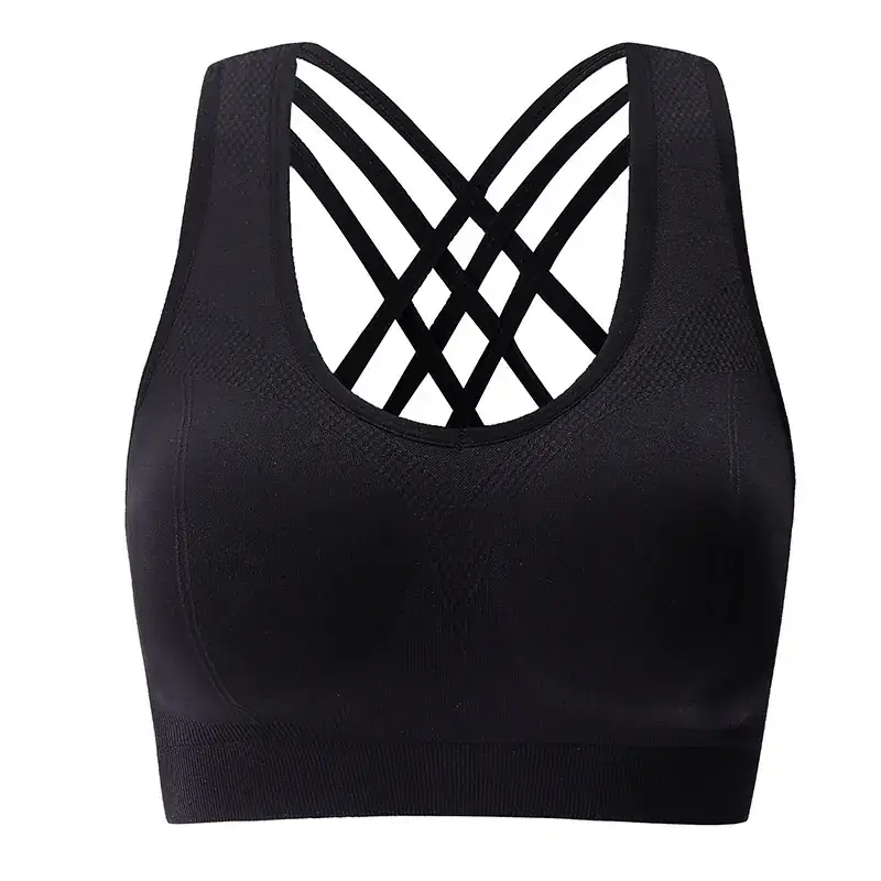 Women's White Cross Back Yoga Bra with Shockproof Support