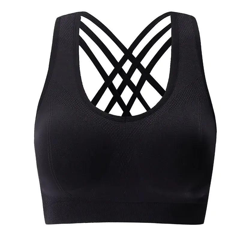 Women's White Cross Back Yoga Bra with Shockproof Support