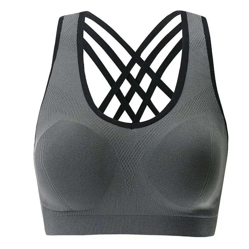 Women's White Cross Back Yoga Bra with Shockproof Support