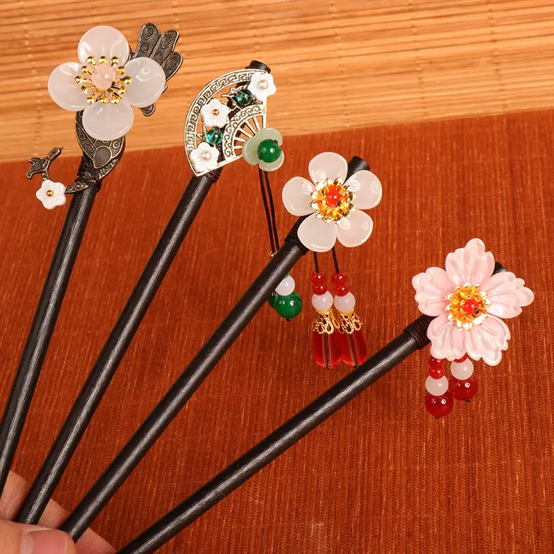Vintage Imitation Jade Acrylic Hairpin with Holographic Finish — feature 18