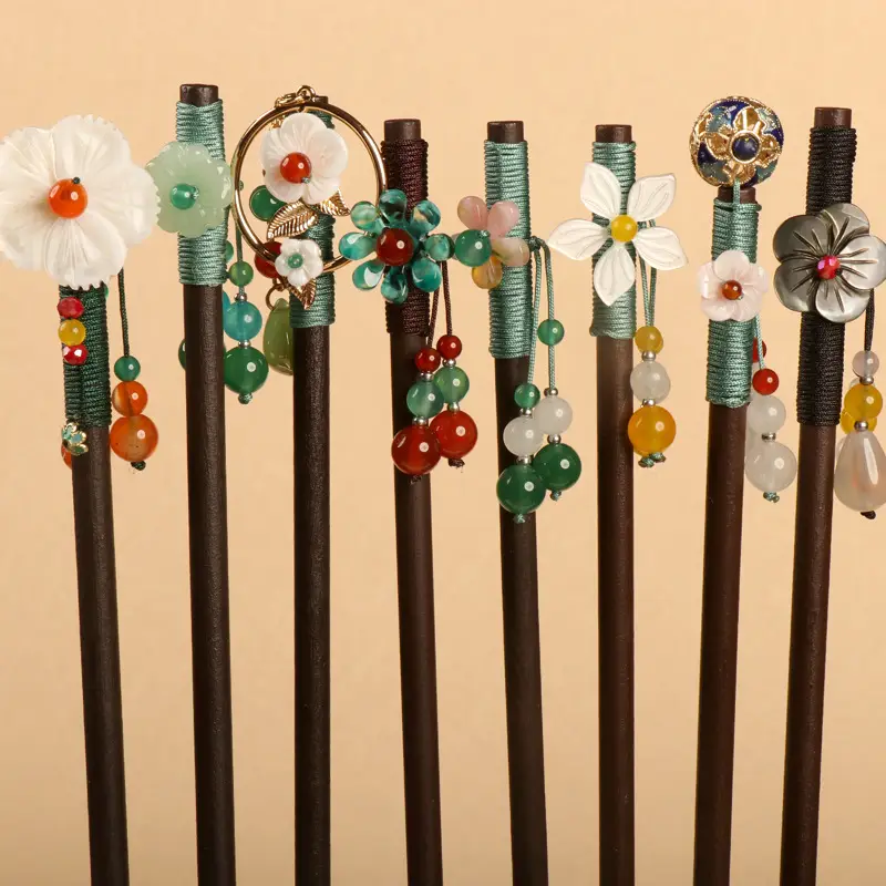 Vintage Imitation Jade Acrylic Hairpin with Holographic Finish — feature 2