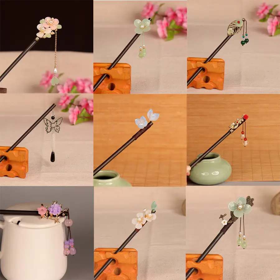 Vintage Imitation Jade Acrylic Hairpin with Holographic Finish — feature 20