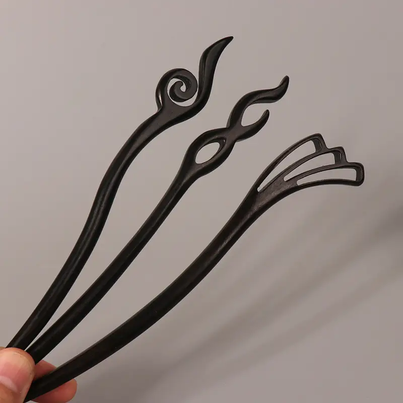 Vintage Imitation Jade Acrylic Hairpin with Holographic Finish — feature 30