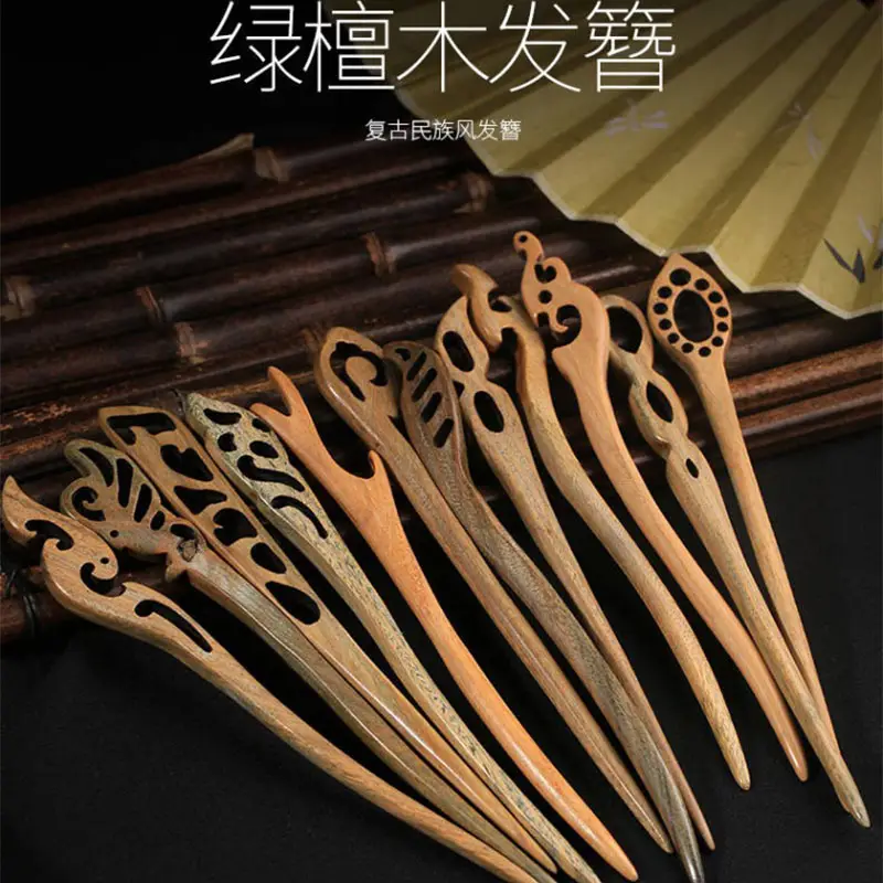 Vintage Imitation Jade Acrylic Hairpin with Holographic Finish — feature 4