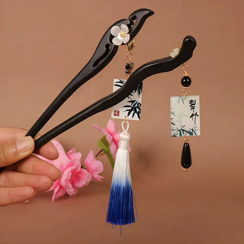 Vintage Imitation Jade Acrylic Hairpin with Holographic Finish — feature 48
