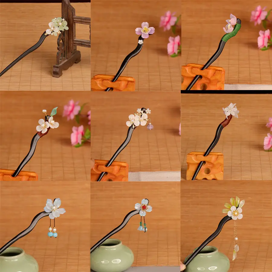 Vintage Imitation Jade Acrylic Hairpin with Holographic Finish — feature 8