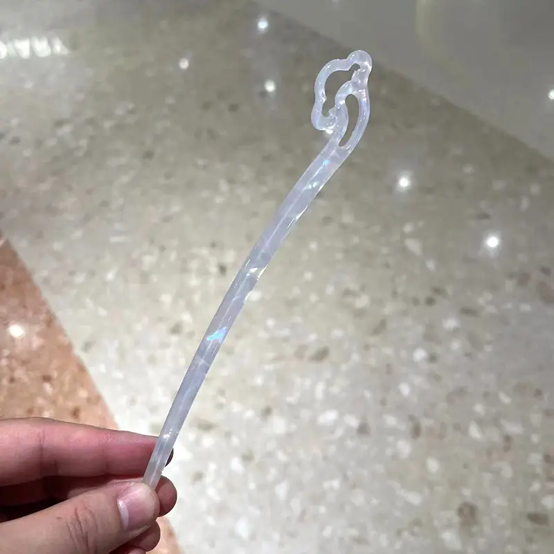 Vintage Imitation Jade Acrylic Hairpin with Holographic Finish - Image 10