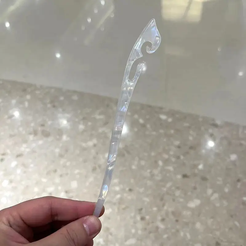 Vintage Imitation Jade Acrylic Hairpin with Holographic Finish - Image 12