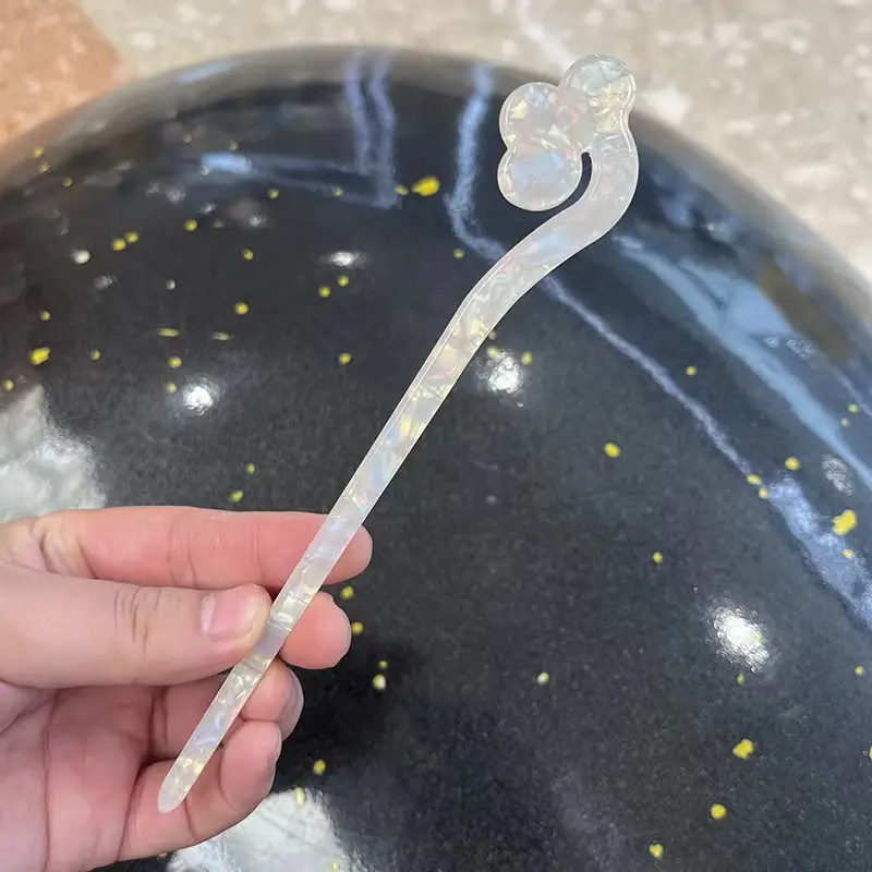 Vintage Imitation Jade Acrylic Hairpin with Holographic Finish - Image 21