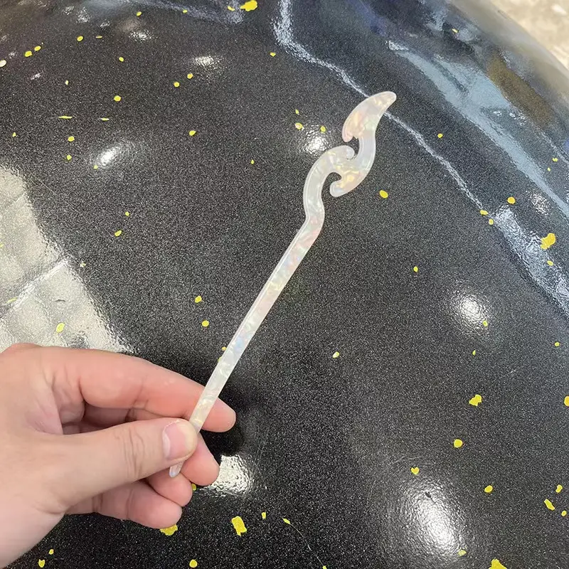 Vintage Imitation Jade Acrylic Hairpin with Holographic Finish - Image 23