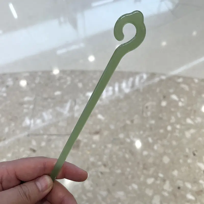 Vintage Imitation Jade Acrylic Hairpin with Holographic Finish - Image 26