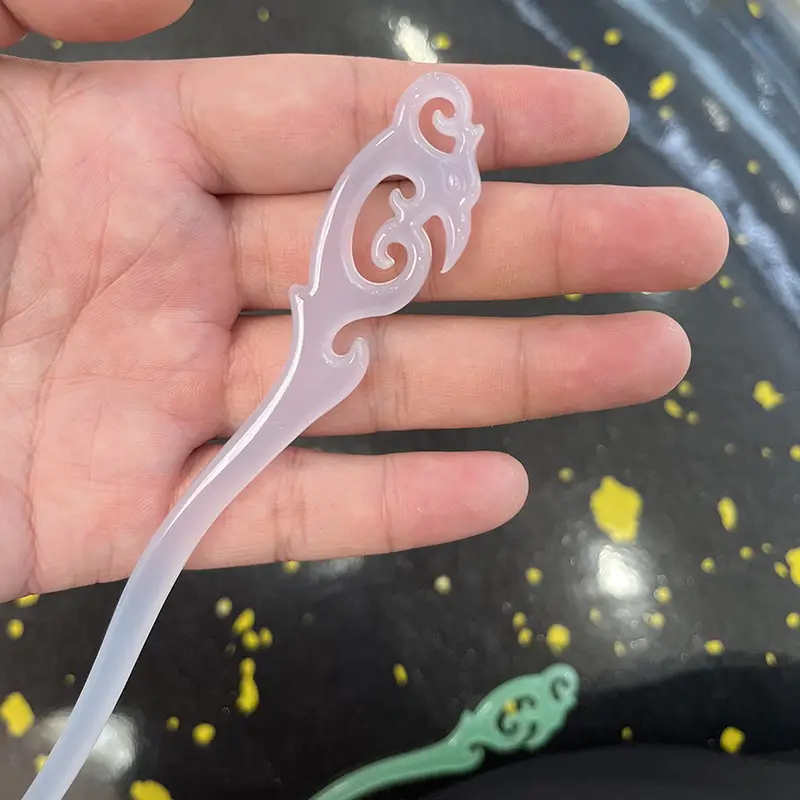 Vintage Imitation Jade Acrylic Hairpin with Holographic Finish - Image 36