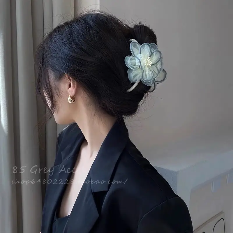 Camellia Pearl Hairpin Women Summer Clip Back