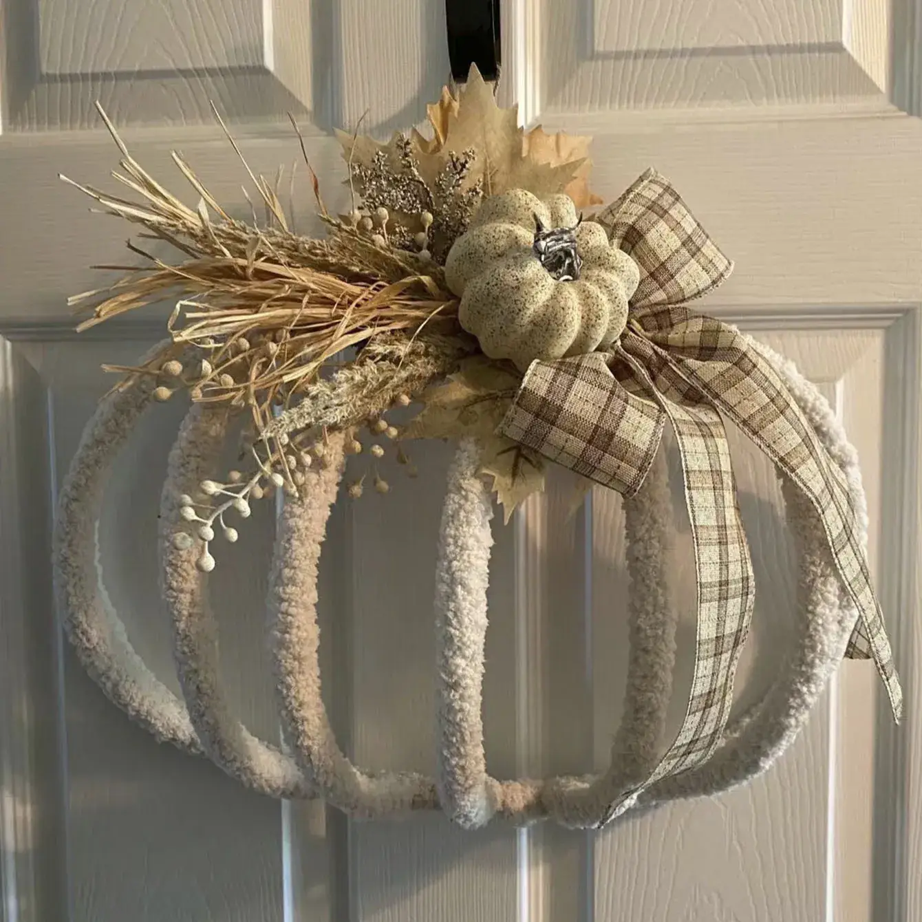 Halloween Pumpkin Decor with Striped Ribbon & Orange Flower - Image 3